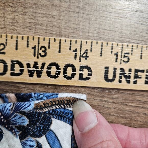 Sigrid Olsen Pants Blue Floral  Belted Wide Leg Cropped Capri Beachy Coastal 6 - Picture 12 of 15